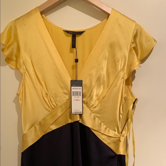 BcBG Tie Waist dress- Navy Blue/gold/yellow - NWT - Picture 2 of 4